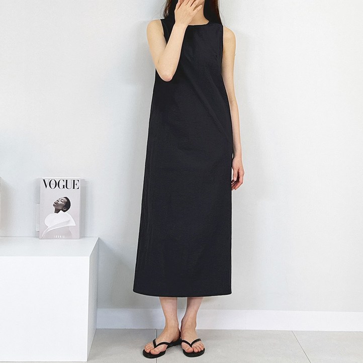 숏롱여성 여름 빅사이즈 로지 바스락 원피스 민소매 나시 롱원피스 S3XL