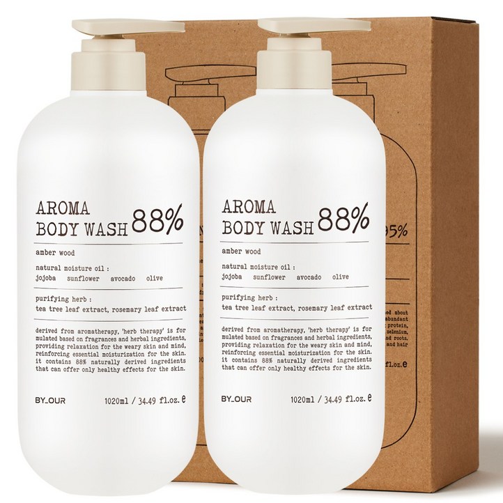 바이아우어 아로마 약산성 퍼퓸 바디워시 앰버우드향, 2개, 1020ml 바이아우어 아로마 약산성 퍼퓸 바디워시 앰버우드향, 2개, 1020ml