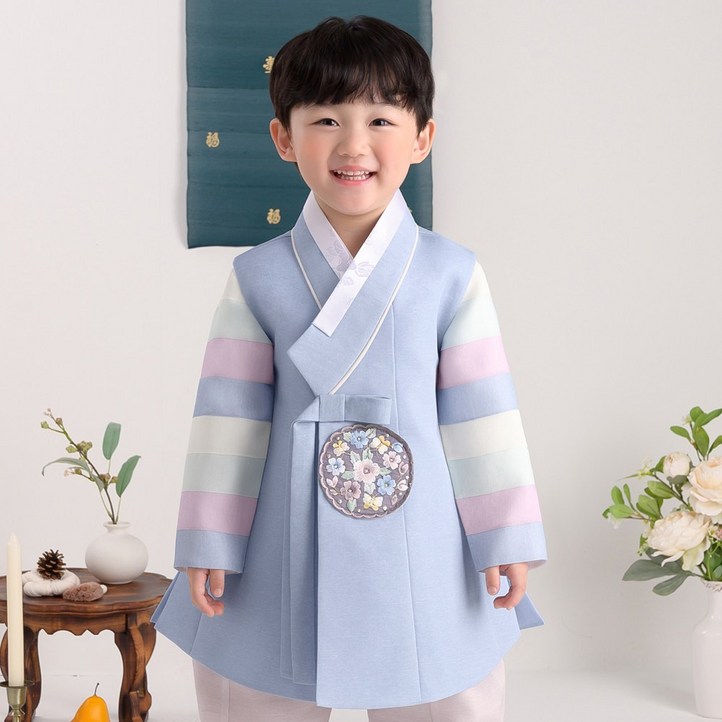 이설한복 50003 하늘이담 한복 저고리  쾌자  바지 세트