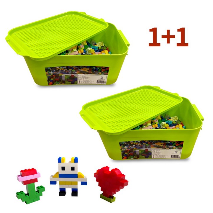 레고호환 리필블럭 1000피스  정리함 2세트, 혼합색상, 1개