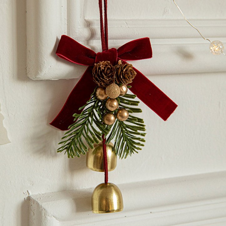 84.크리스마스 트리 벨벳 장식 솔방울 도어벨 종