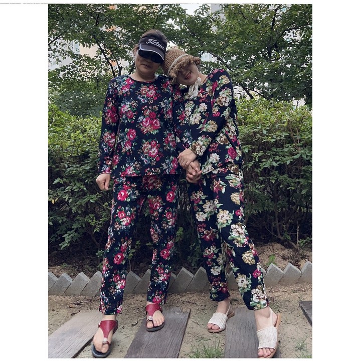 옥이딸 후꾸루 꽃무늬 꽃나염 생활복 촌캉스 할머니선물 명절선물 엄마랑커플 상하바지세트