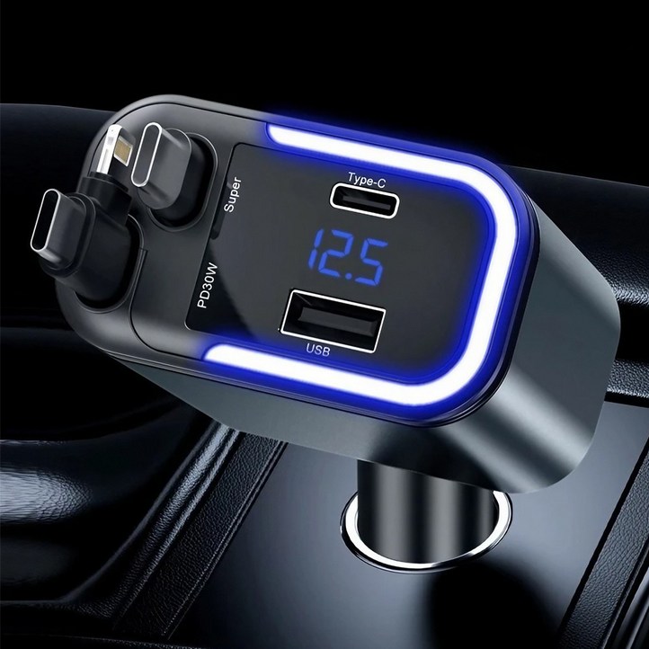 아르디스 4포트 180W 릴타입 시거잭 차량용 고속충전기, C타입C타입애플