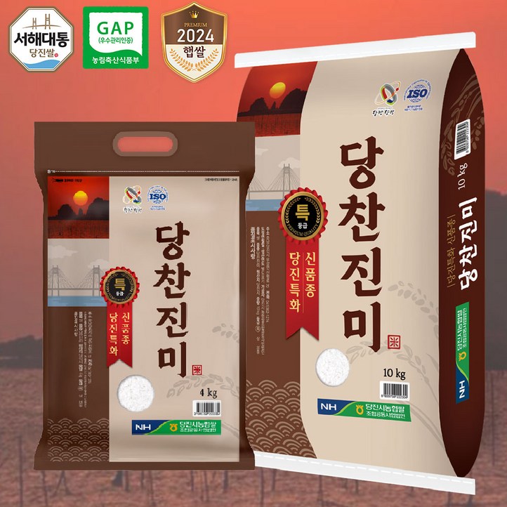 24년산 햅쌀 출고당일도정 서해대통당찬진미 특등급 쌀 당진시농협쌀조합, 2개, 10kg 24년산 햅쌀 출고당일도정 서해대통당찬진미 특등급 쌀 당진시농협쌀조합, 2개, 10kg