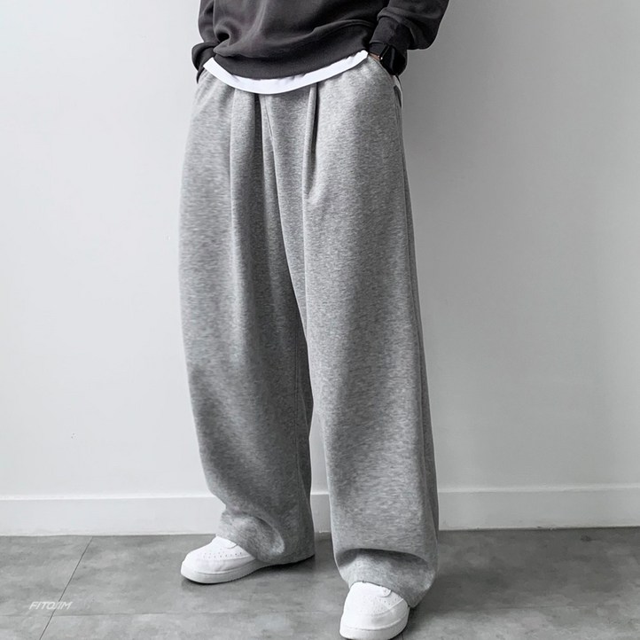 FITOJIM 남자 기모선택 원턱 와이드팬츠 벌룬 팬츠 츄리닝 트레이닝 바지