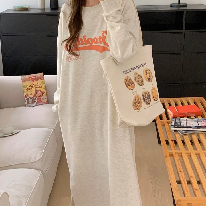 슈퍼크랙 루즈핏 원피스 긴팔 맨투맨스타일 봄가을 데일리룩