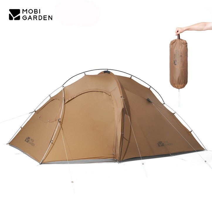 모비가든 캠핑 백패킹 텐트 DELUX 등산 낚시 초경량 방수 방풍 2~3인용 휴대용, Warm Sand Color, 2~3인용