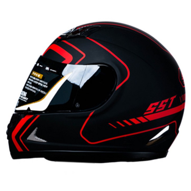 SST 오토바이 헬멧 옵티마, 무광블랙 레드 8