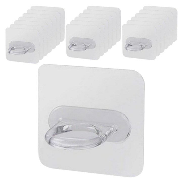 리빙홈디테일 무타공 다용도 욕실 용기 걸이 후크 GE-12, 투명, 20개