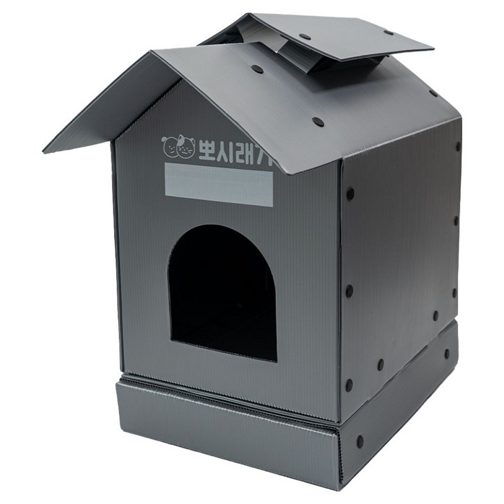 뽀시래기 길고양이 여름집 길냥이 야외 방수 하우스 2단, 1개, 그레이