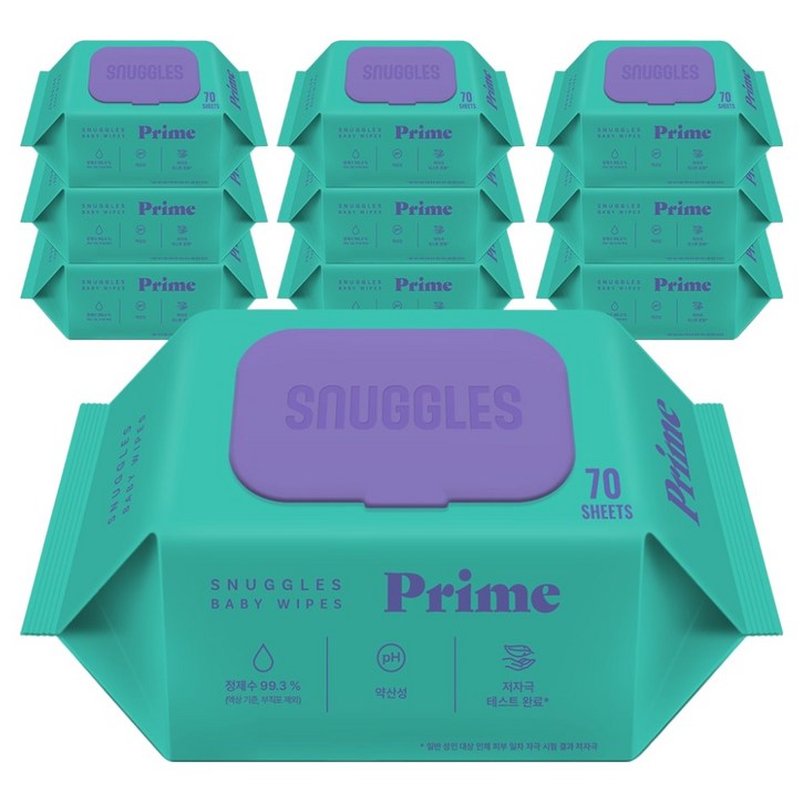 스너글스 프라임 유아용 피부 저자극 인증 아기물티슈 엠보싱 캡형
