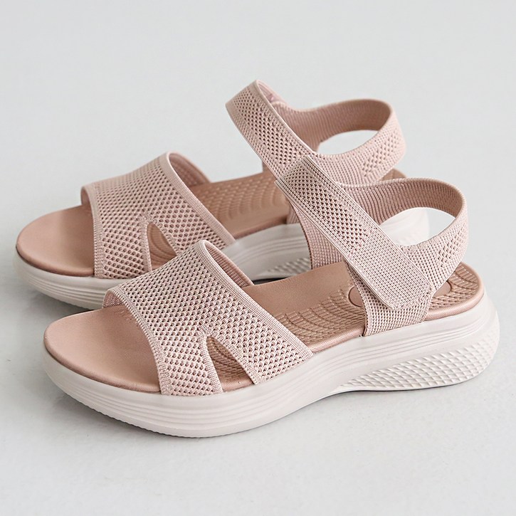 디지엔 여성용 레슈노 초경량 컴포트 쿠션 쫀쫀 니트 통굽 샌들