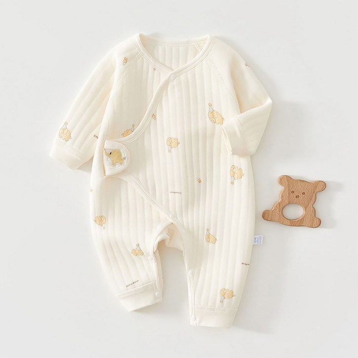 스타도어 신생아용 동물 패치 누빔 배냇 우주복