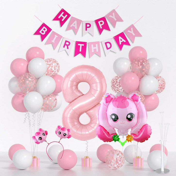 뷰라뷰 캐릭터 생일파티 풍선 세트, 캐치 티니핑 하츄핑 숫자8, 1세트