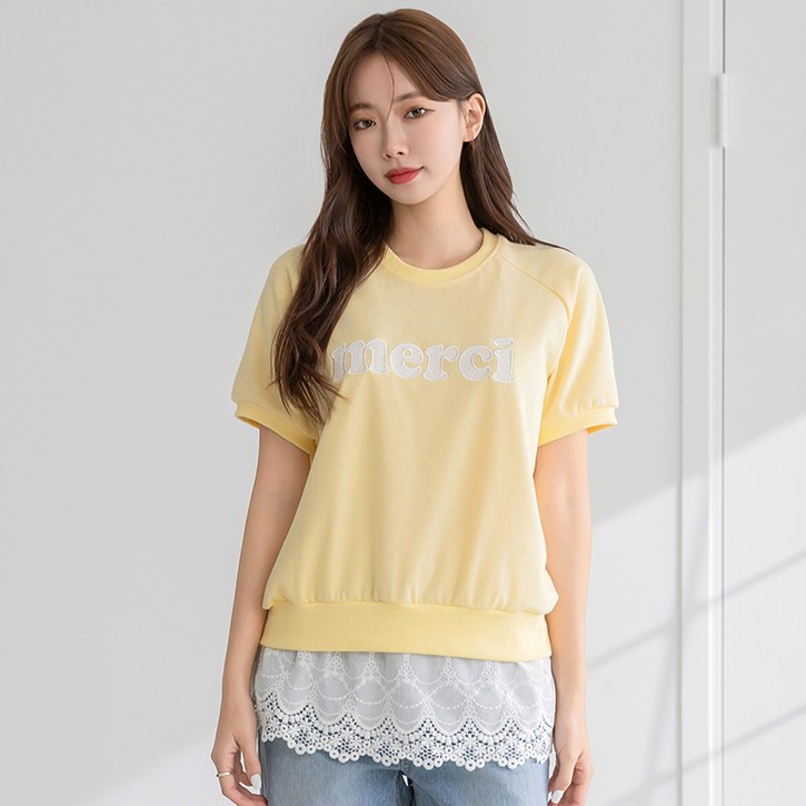 부루앤쥬디 메르시 꽃자수 반팔 티셔츠 ORDTG504A