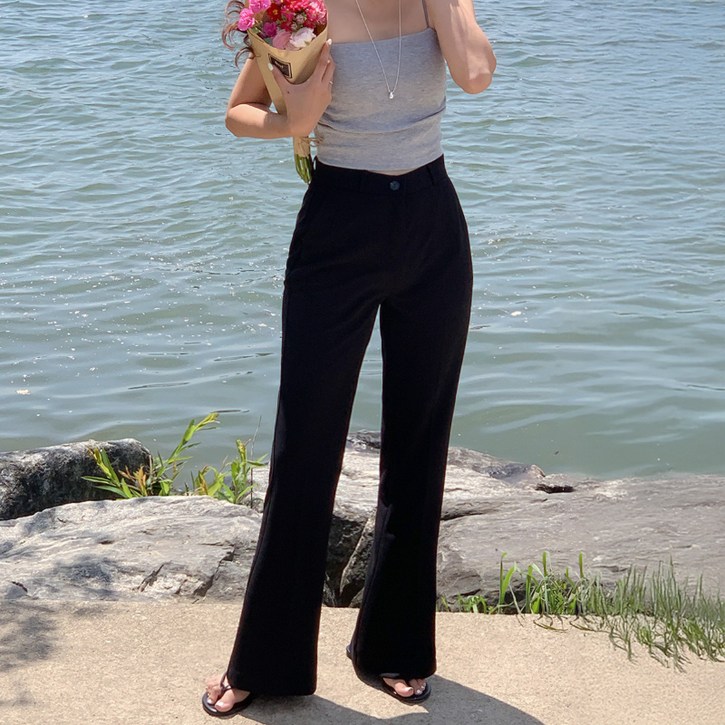 니썸 여성용 썸머 어텐션 플레어 부츠컷 슬랙스롱미들숏