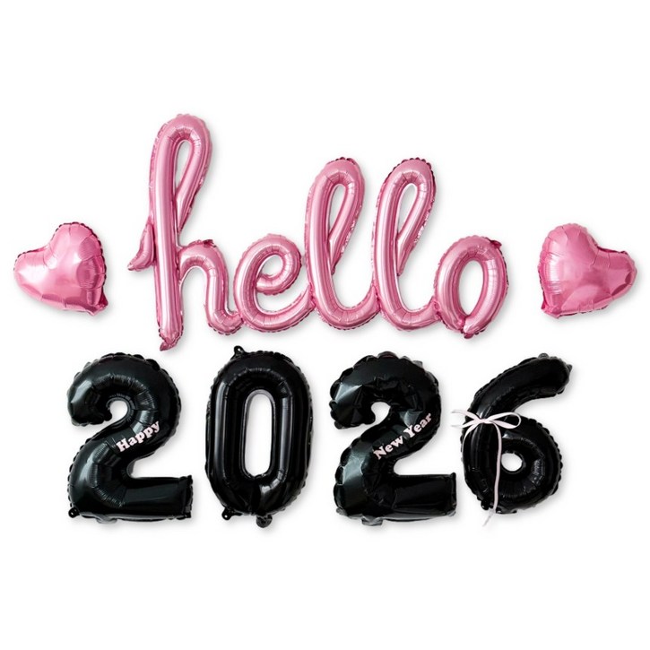 하피블리 헬로 2026 신년 풍선 연말 파티 용품 이벤트 세트