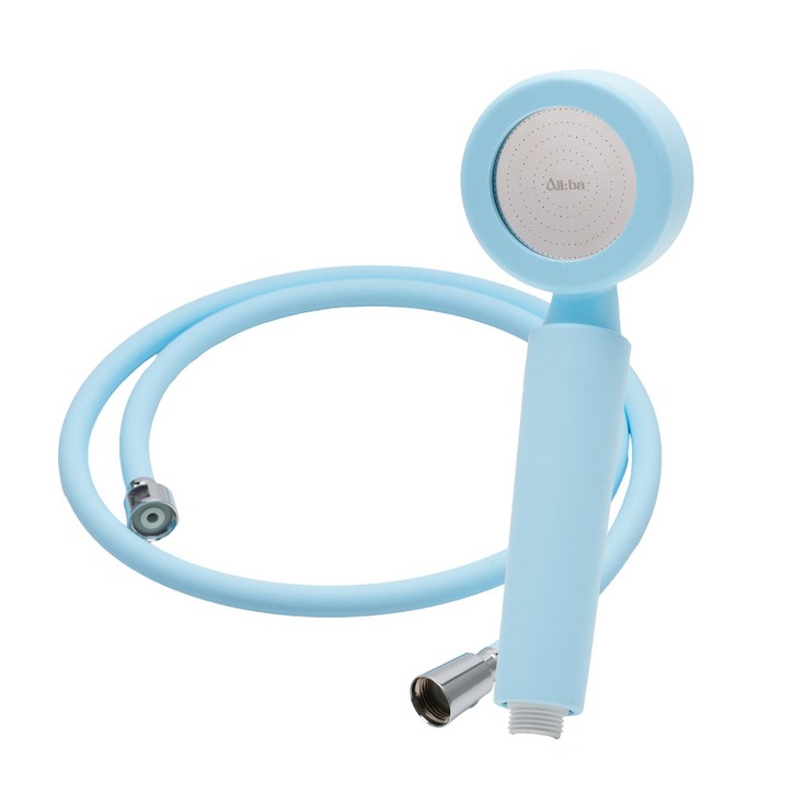 set 올바 더 뉴 실리콘의료용 샤워기 세트 1.5M 샤워헤드샤워호스1.5M필터2ea, 에어리블루, 1세트