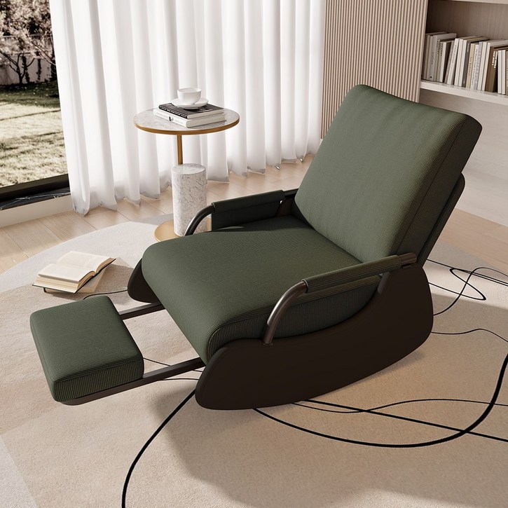 HAYIYA 폭 넓히기 길이 연장강화 뼈대 흔들의자 포근포근 5단 각도 조절 요람의자 편안한 독서 안락 의자 스윙 릴렉스 체어 슬립온 소파 1인용 쇼파, 1개, 말차