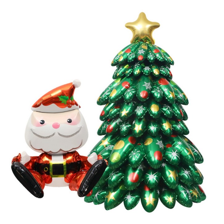 쏙쏙마켓 트리와 산타 은박풍선 세트, 1세트, 시팅산타x대형트리풍선1.3m