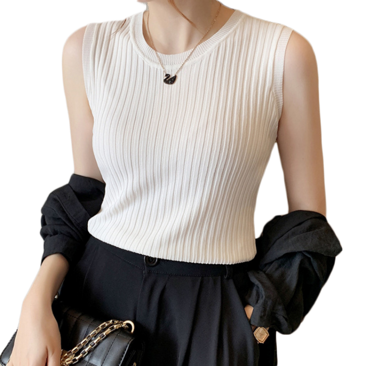 TINY 라운드 니트 민소매 골지 나시 11컬러 출근룩 오피스룩