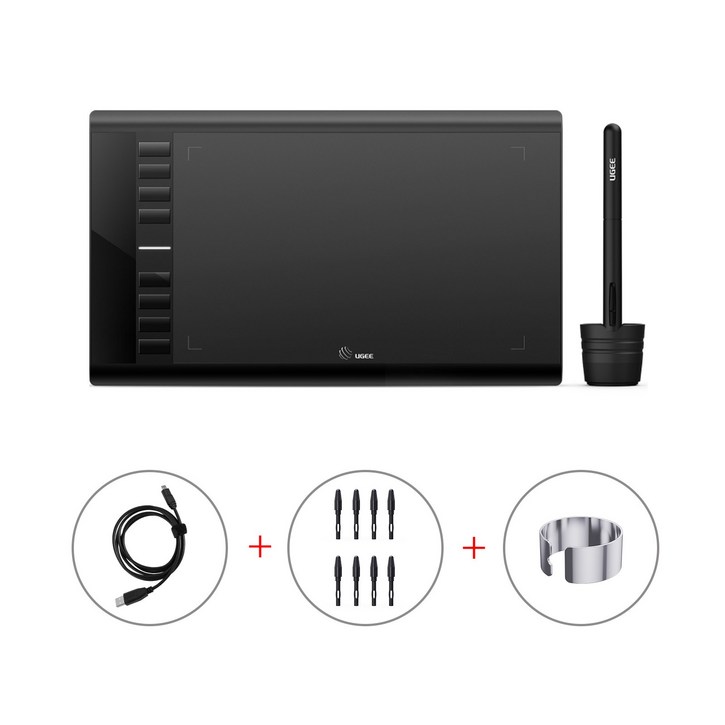 ugee 유지 M708 드로잉 패드 그래픽 펜 타블렛 106인치 유선 연결, UGEE M708, 혼합색상