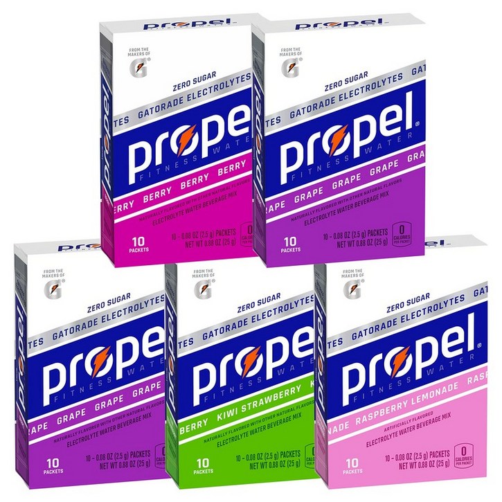 Propel Powder Packets 4 Flavor Variety Pack With Electrolytes, Vitamins and No Sugar 10 Count Pac