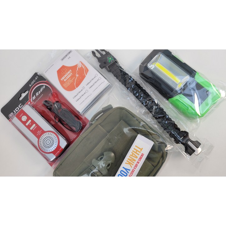 휴대용 FM 라디오 패키지 백패킹 생존배낭 비상용 재난가방 라디오파우치, 1개