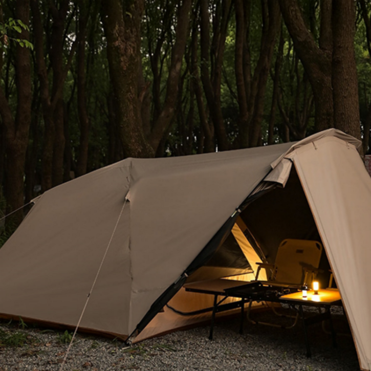 카키포레 원터치 돔 텐트 캠핑 용품 쉘터 리빙쉘 4인용 터널형 전실 자동 가족