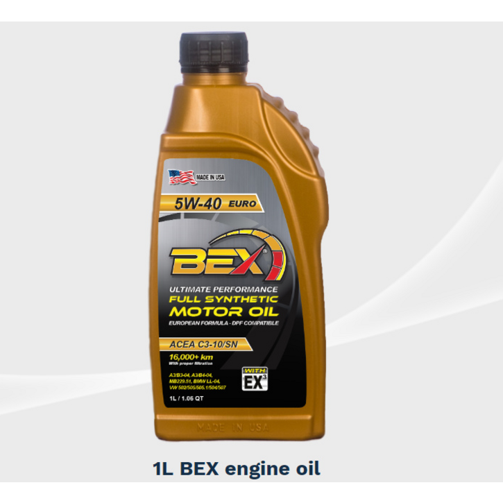 BEX 벡스 5W30 5W40 C3 100합성유 1리터 미국 서부 텍사스 오일 최고성능 교체주기 연장 엔진보호 소음감소 연비극대화, 1개, 1l