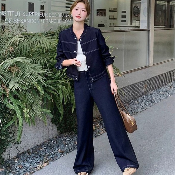 여성투피스 여성세트 청자켓 + 여성바지 와이드팬츠 + 데님자켓 ZFY082609 55