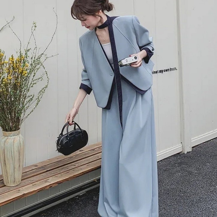 꽃소담 여성 봄가을 신상 루드핏 캐주얼 정장셋업 하객룩 상하세트 XP1659