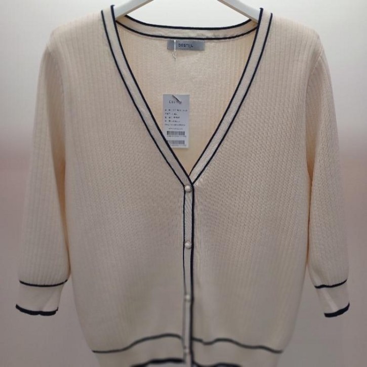 라티움 Destijl 신축성 좋은 세로골 7부반팔 브이넥 샤샤스 니트티형 가디건 D2552cd03LB 33539410 2080201