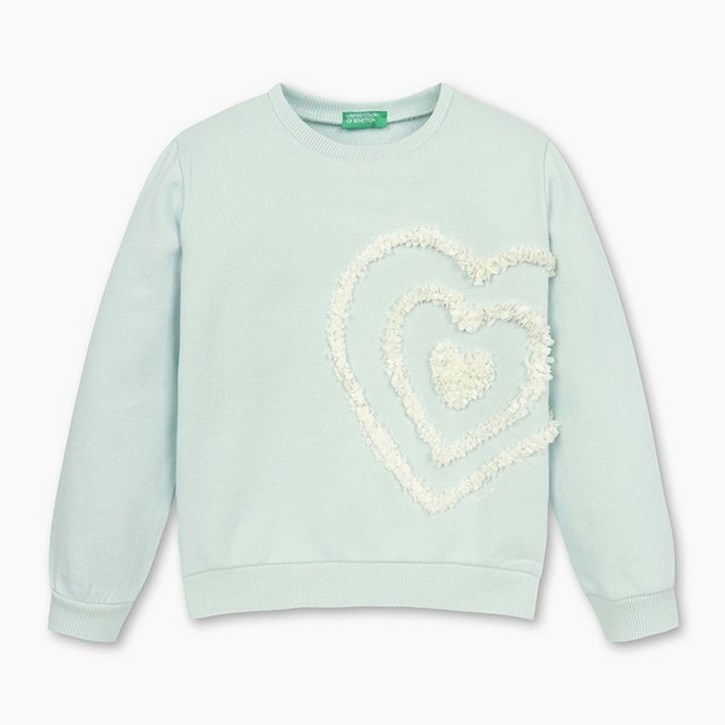 백화점 정품 베네통키즈 간절기 편한긴팔 티셔츠 키즈 실내 등원 외출복 러블리 자수 맨투맨