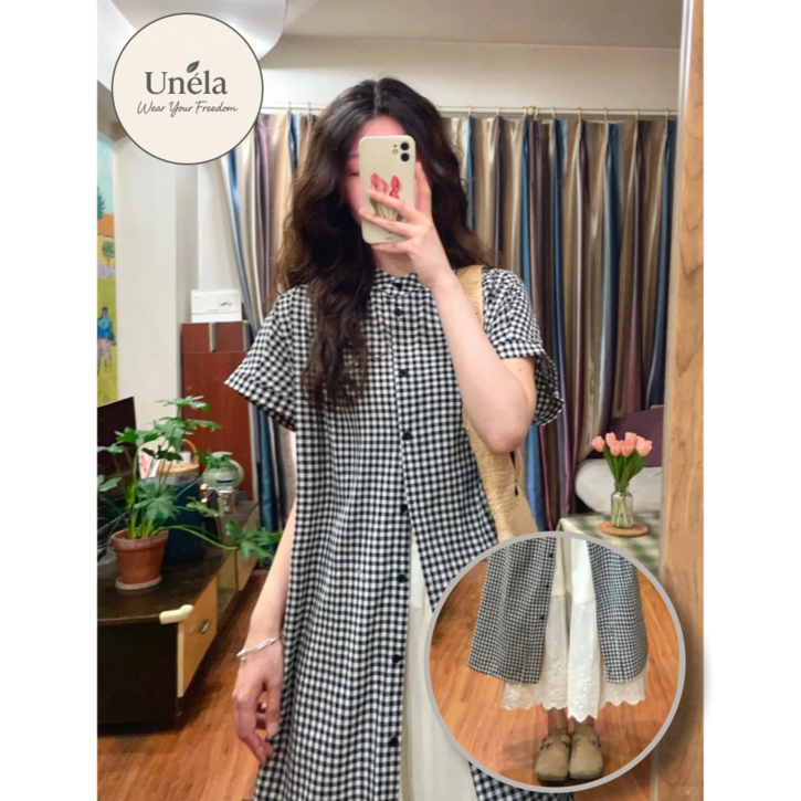 유넬라 체형커버 루즈핏 셔츠형 원피스 레이어드 세트 유넬라 체형커버 루즈핏 셔츠형 원피스 레이어드 세트