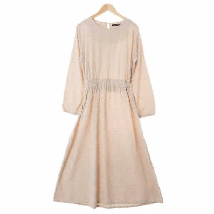 8826 코데즈컴바인 다크베이지 레이온혼방 라운드넥7부셔링원피스 [Free]