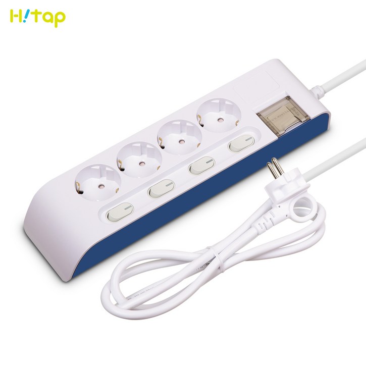 현대일렉트릭 하이탭 2800W 안전멀티탭 개별스위치 접지 16A 과부하차단 소형가전 HIPMP 안전커버 증정, 4구1.5미터 HIPMP42N, 1개