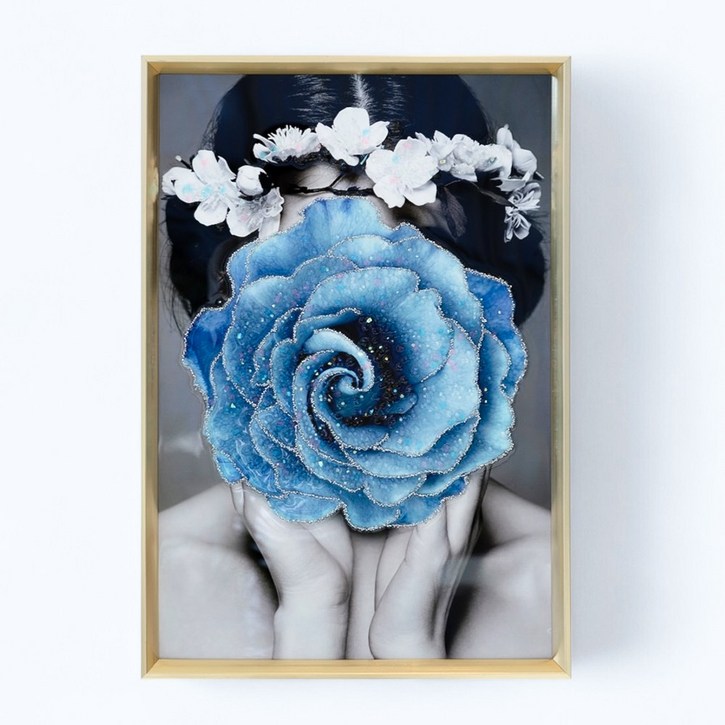 VITALO 북유럽 감성 블루 로즈 액자 까페 거실 미용실 네일샵 소품 인테리어 액자 PGC1153
