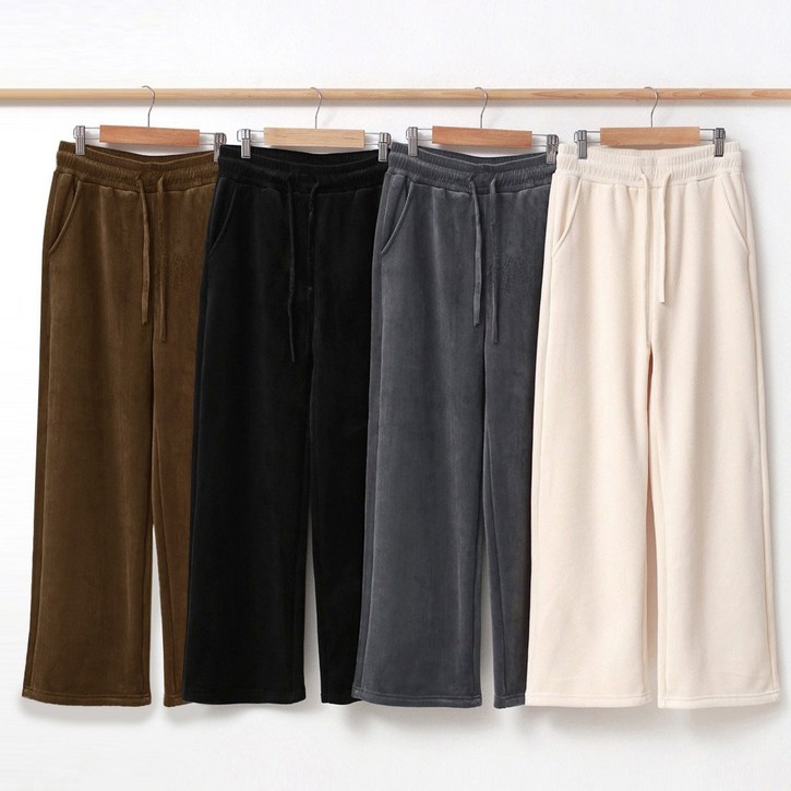 여성 와이드 일자핏 골덴 통바지 융기모 허리밴딩 겨울 팬츠