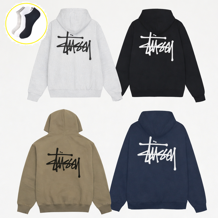 국내매장판 스투시 베이직 후드 남여공용 긴팔 후드 데일리양말 증정