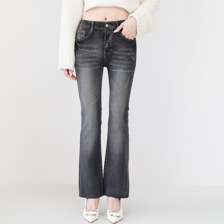 리치블랑 여성 올스판 허리밴딩 슬림 부츠컷 마법 청바지 2단기장