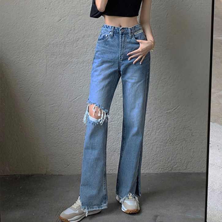 대박난박양 디스트로이드 와이드 청바지