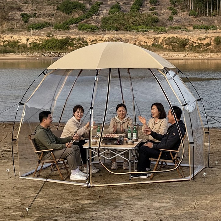 탑 랜더 투명 버블 쉘터 돔형 구조 탈부착 상단 방수 커버 차광 파노라마 감성 텐트 Hemi Crystal Tent, 46인용, 카키