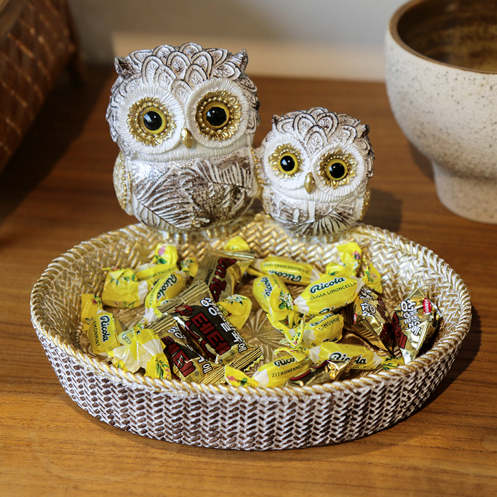 루미벨 황금 부엉이 빈티지 트레이 집들이선물, 앤틱 골드