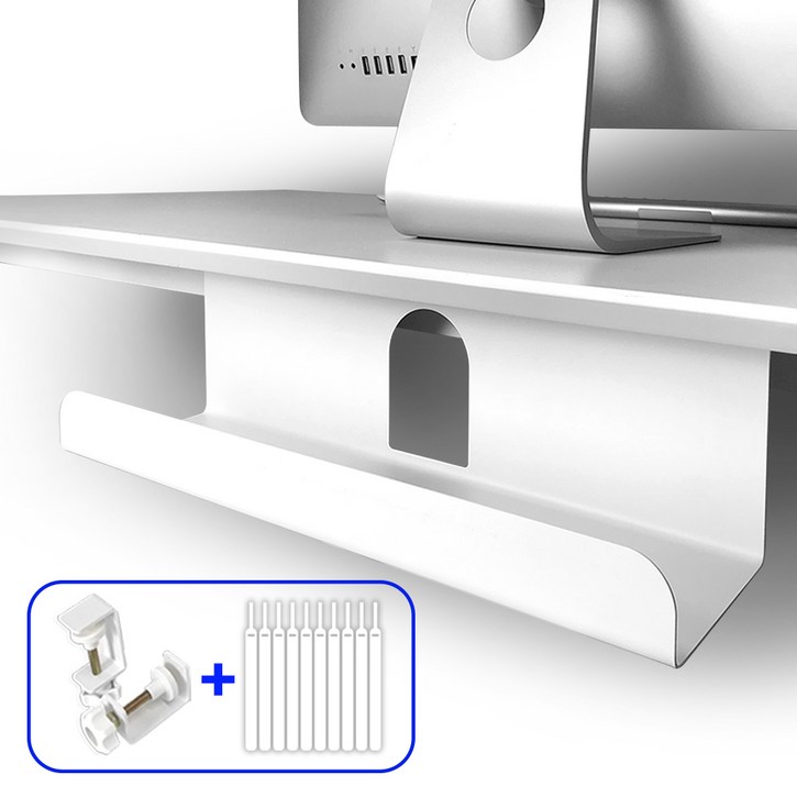 슈파듀파픽 B1 슈파 이지업 플러스 무타공 멀티탭 선반 전선 정리함, 화이트, 1개