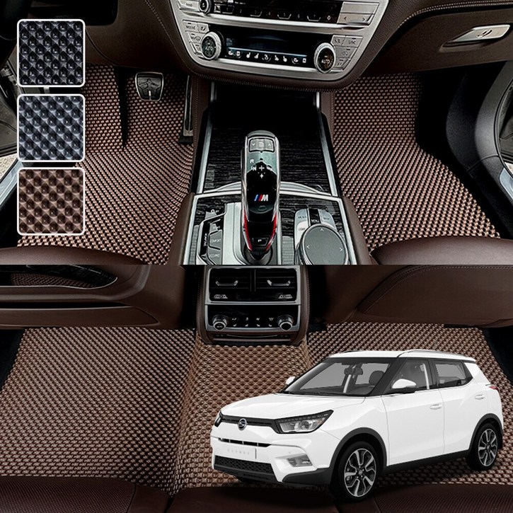 티볼리 전용 3D 엠보싱 차세대 고무매트 1열2열 세트, 블랙, 318_1티볼리에어