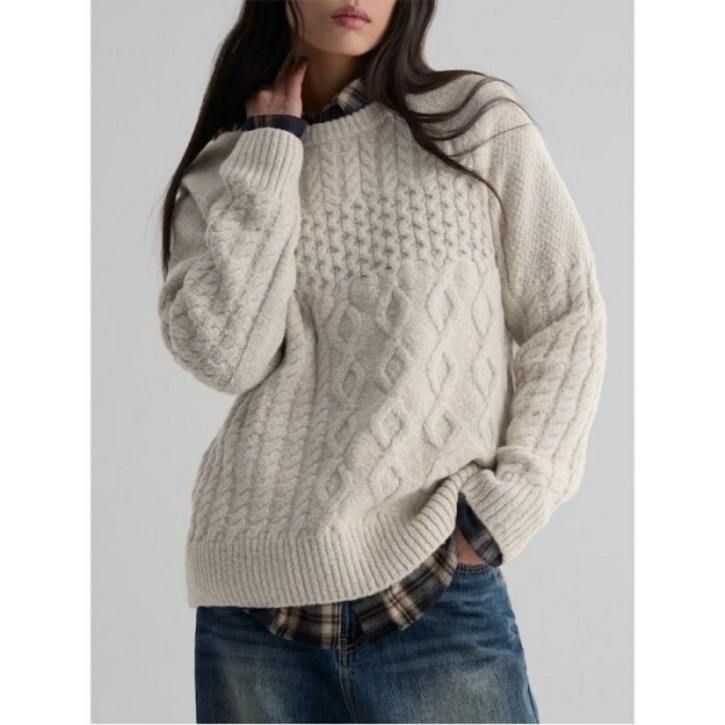 에잇세컨즈 인플루언서 PICK 케이블 루즈핏 풀오버 베이지 356151WC2A