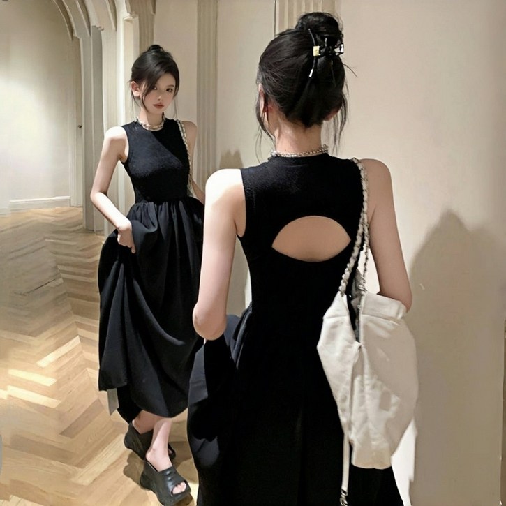 정싱 심플 슬림 끈 나시 원피스 빅사이즈 등판 펀칭