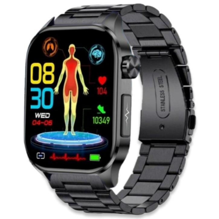 액션맨 글루코워치 ET 건강데이터 스마트워치, 블루투스, 5.13cm, 블랙실리콘+블랙스틸