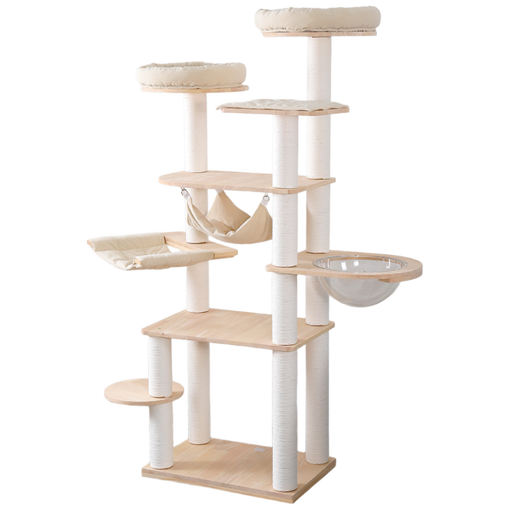 파파펫 고양이 참나무 캣타워 원목 해먹 놀이터, 1개